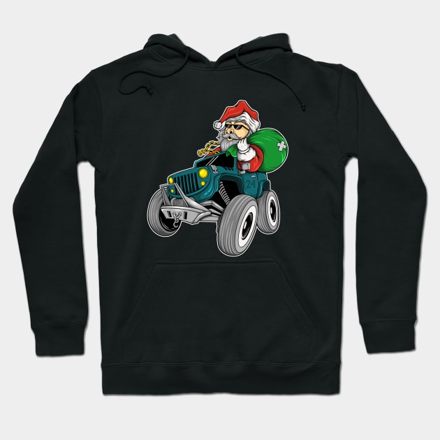 Santa Claus riding in a car Hoodie by DMD Art Studio